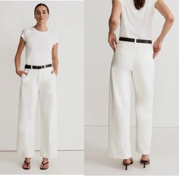 NEW Madewell The Harlow Wide-Leg Baggy Straight Jean in Tile White 31